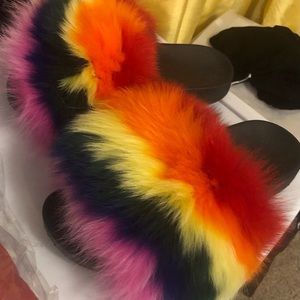 Women Faux Fur Slides